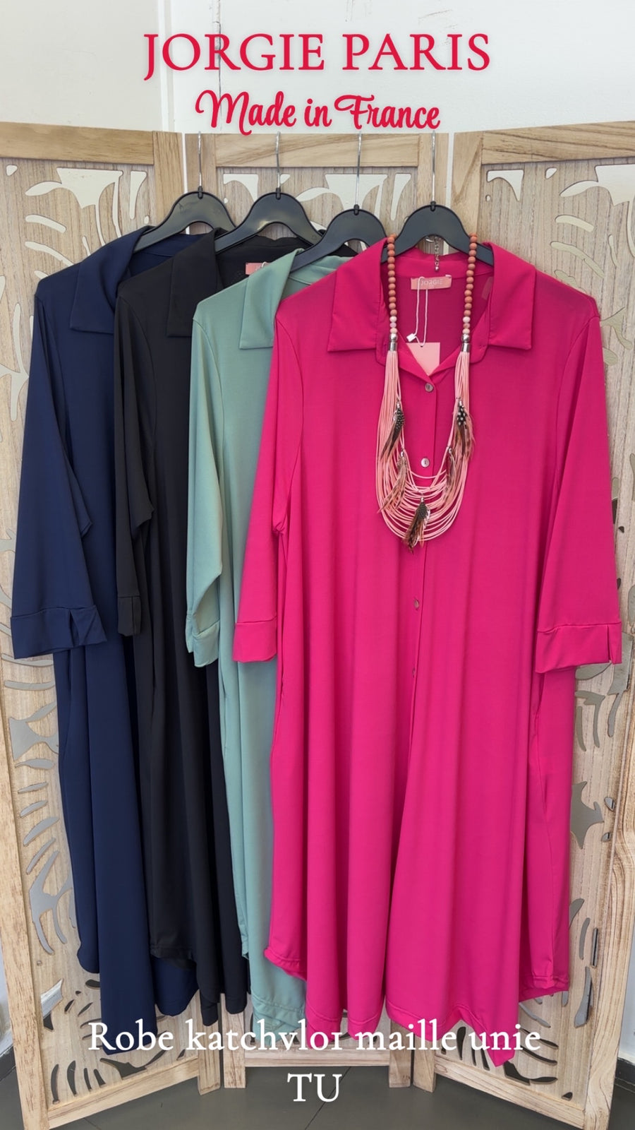 Robe chemise grande taille en Maille unie KATCHVL01 - 4 COULEURS