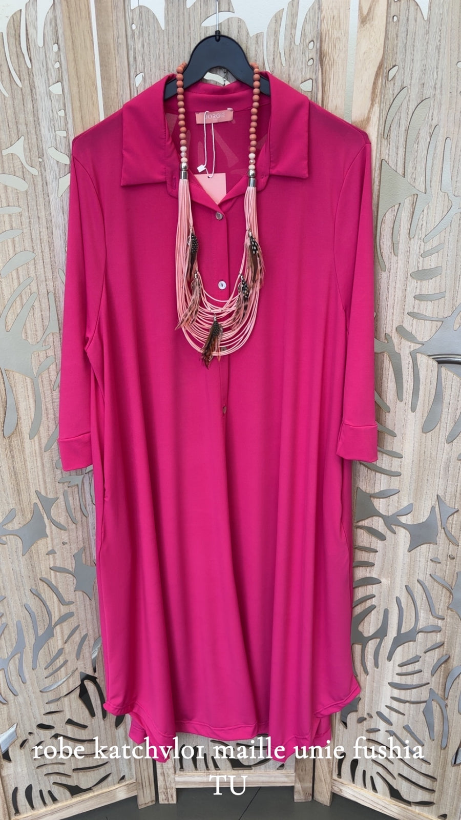 Robe chemise grande taille en Maille unie KATCHVL01 - 4 COULEURS