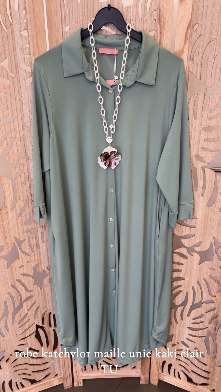 Robe chemise grande taille en Maille unie KATCHVL01 - 4 COULEURS