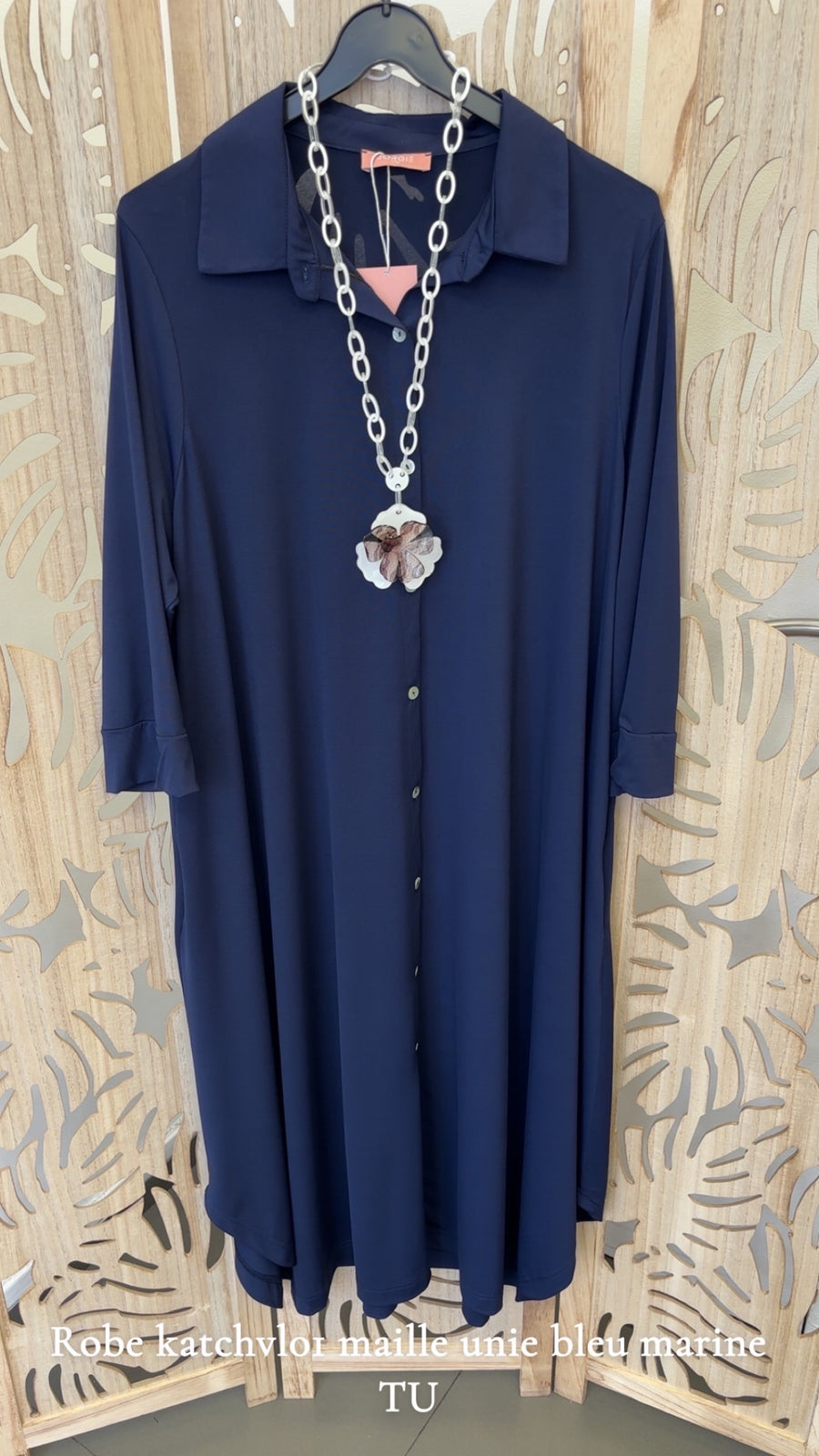 Robe chemise grande taille en Maille unie KATCHVL01 - 4 COULEURS
