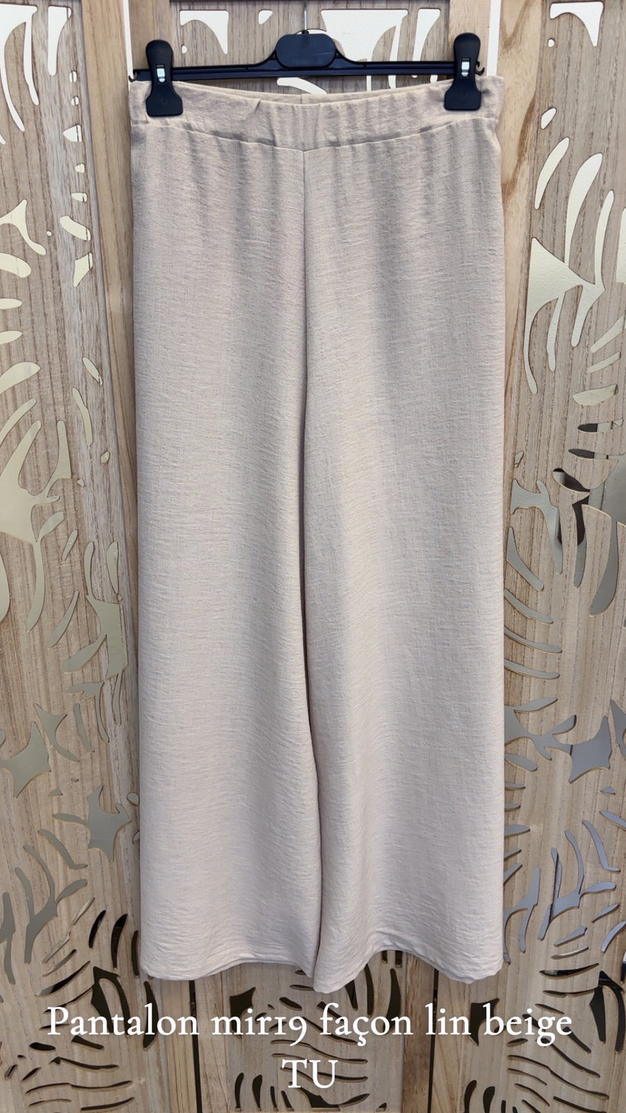 Pantalon grande taille façon lin BLANC KAKI BEIGE MIR19