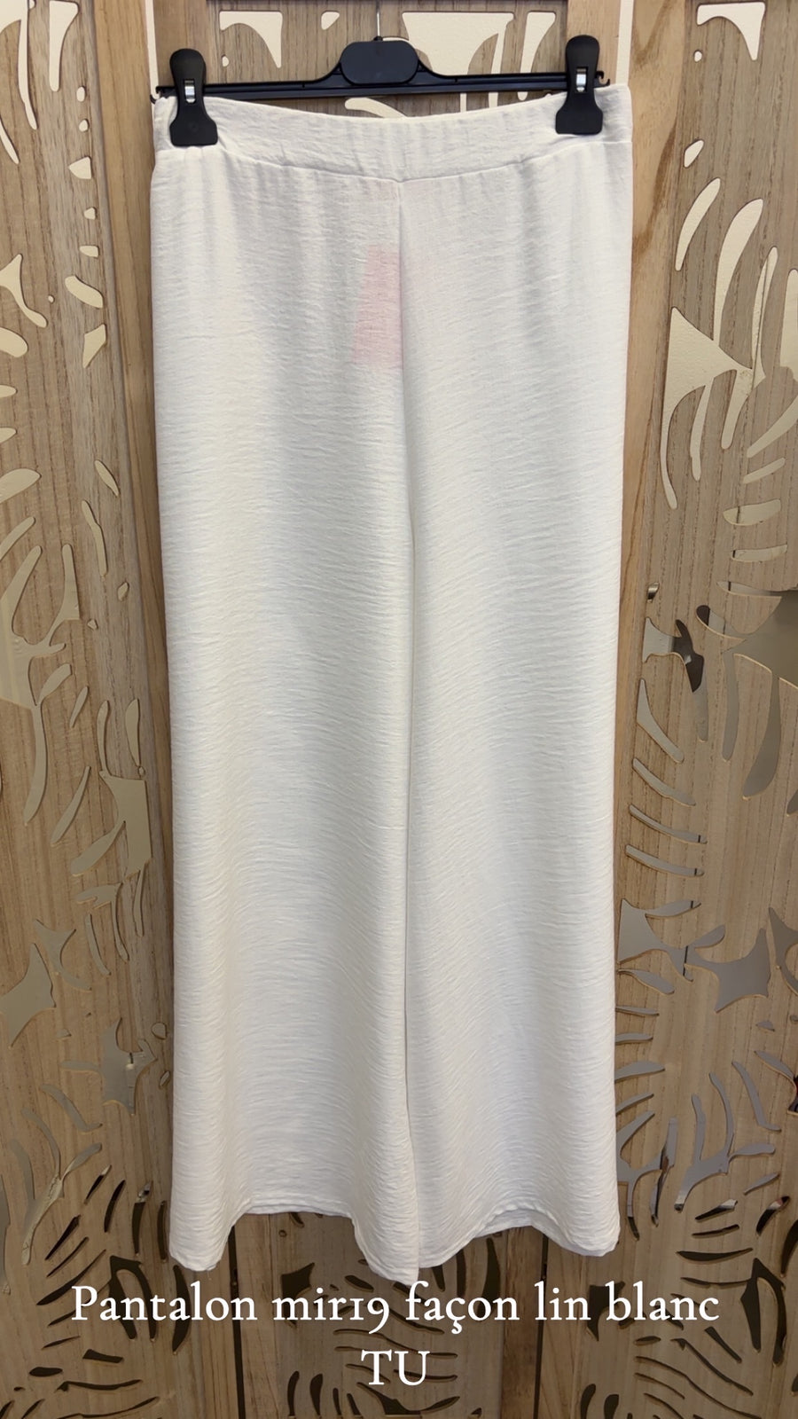Pantalon grande taille façon lin BLANC KAKI BEIGE MIR19