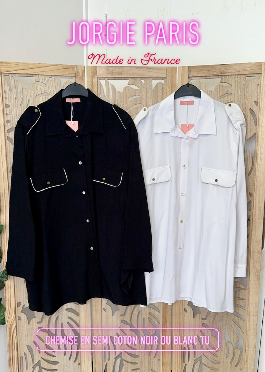 chemise grande taille en semi coton noir ou blanc Celine04