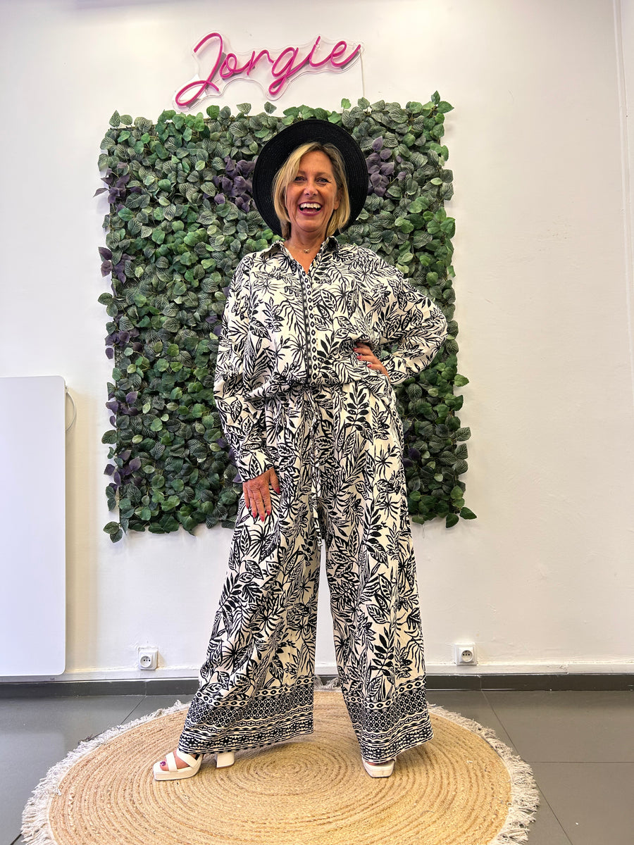 Pantalon grande taille en viscose imprimée Base Fleur OPE13