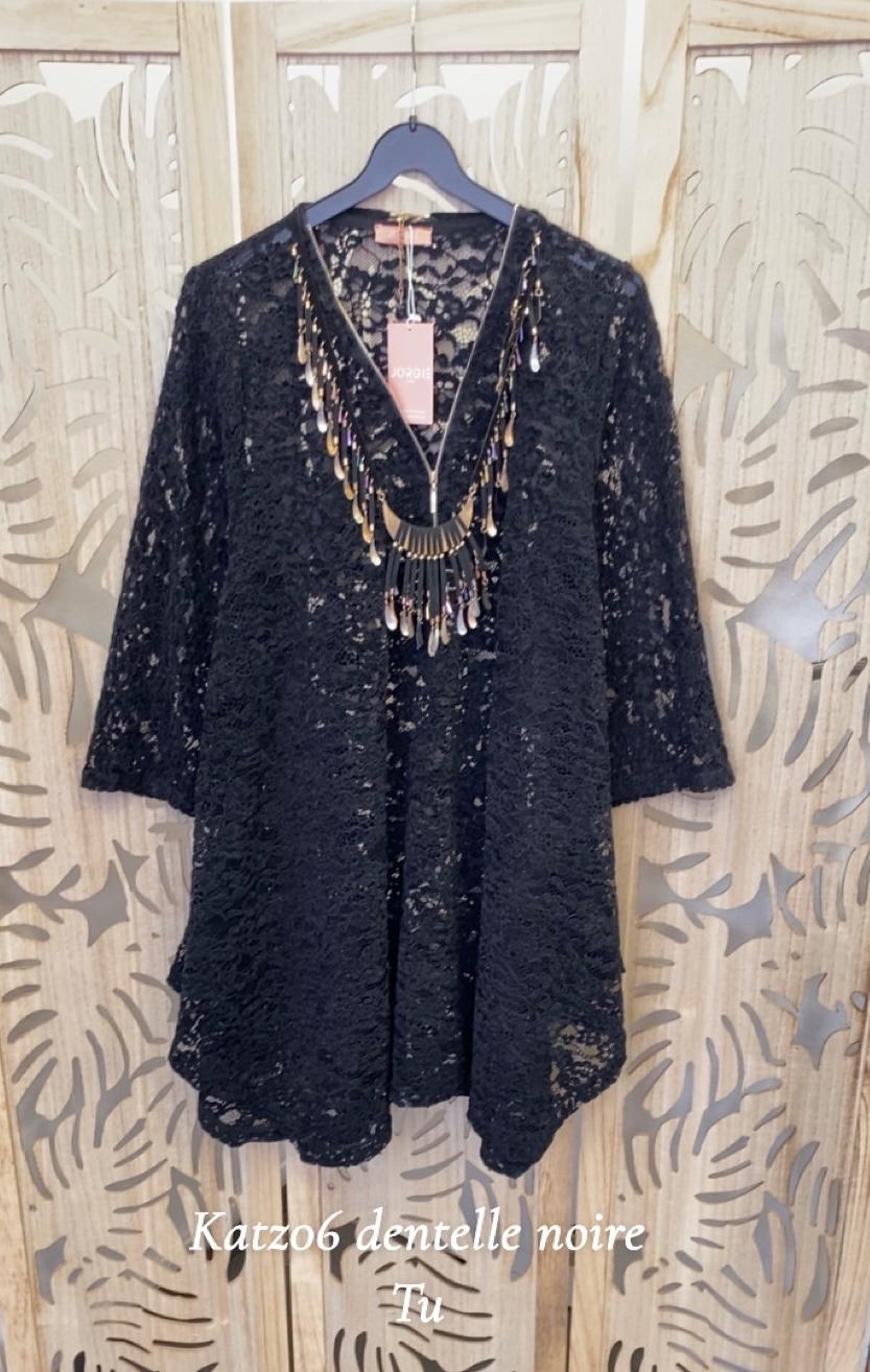 Tunique grande taille en Dentelle de velours avec col zip  KATZ06