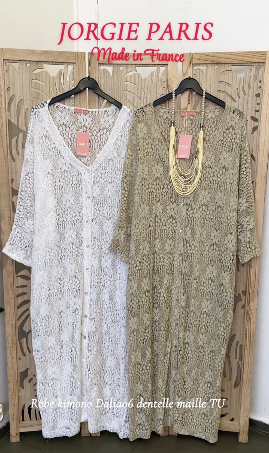 Robe longue grande taille style caftan en dentelle DALI06