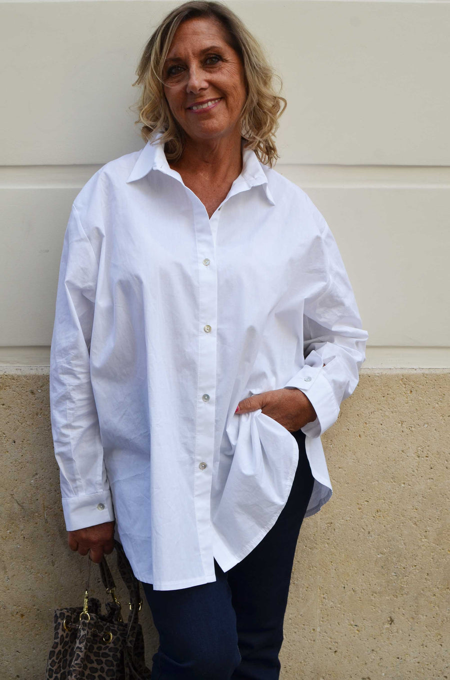 Chemise grande taille en coton Noir Paul04