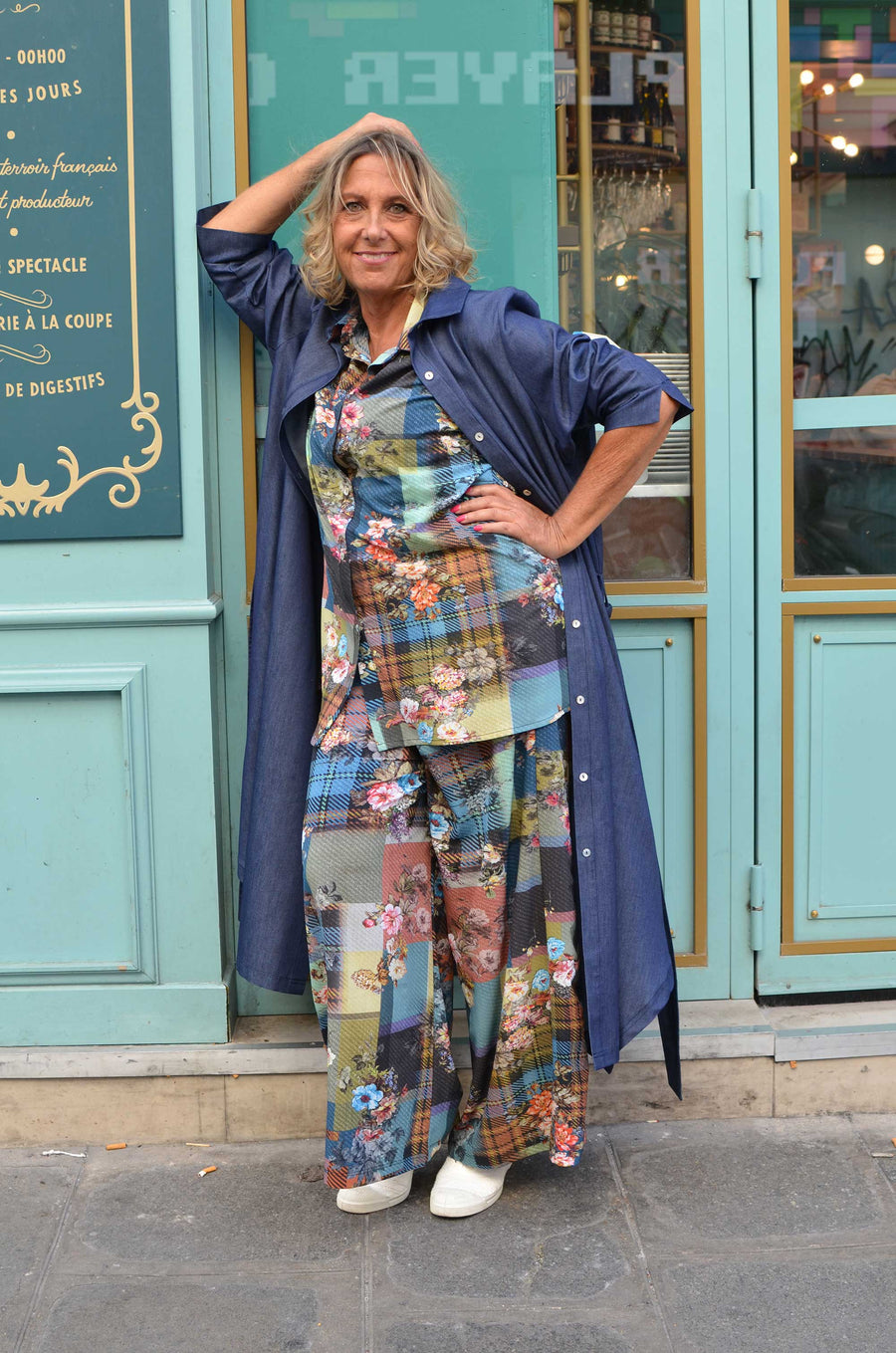 Pantalon grande taille en voile imprimé Patch BRIQUE MIR02K2