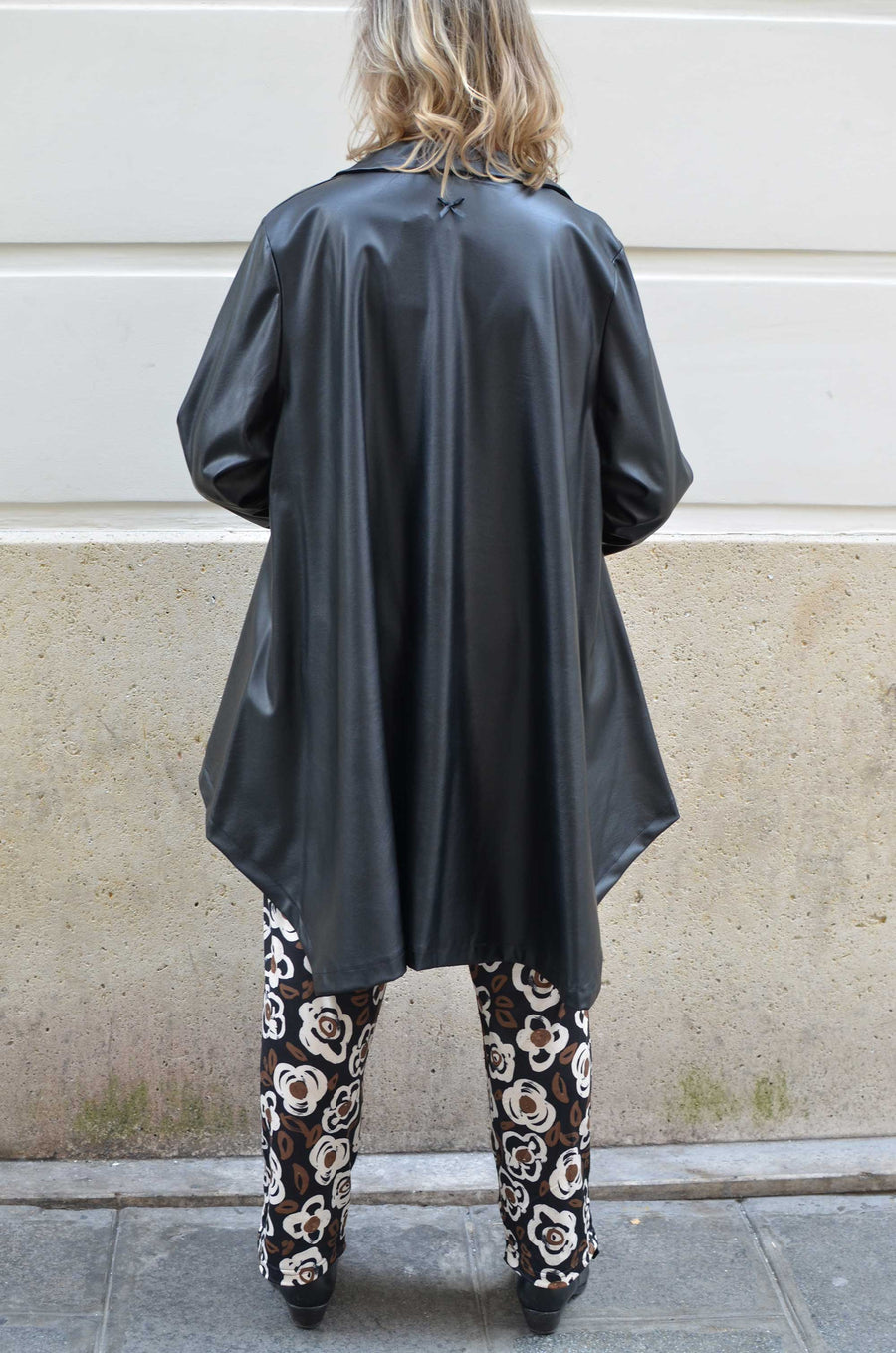 Chemise tunique grande taille en simili cuir noir KATCH17