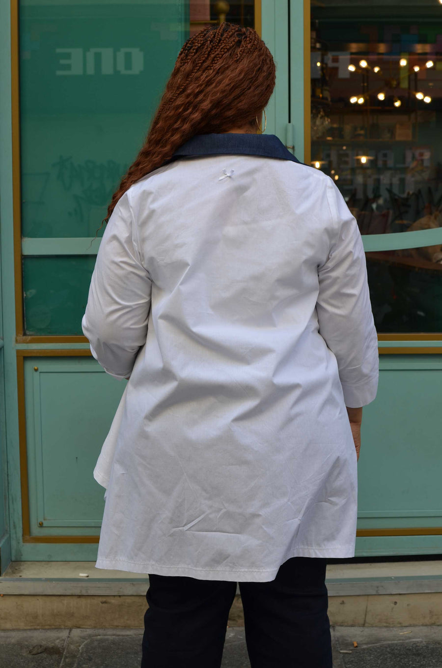 Chemise tunique grande taille en coton blanc KATCH02K2
