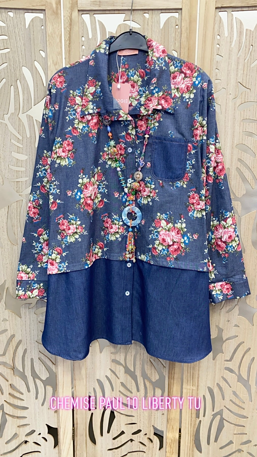 Chemise grande taille en jean liberty souple uni Paul13