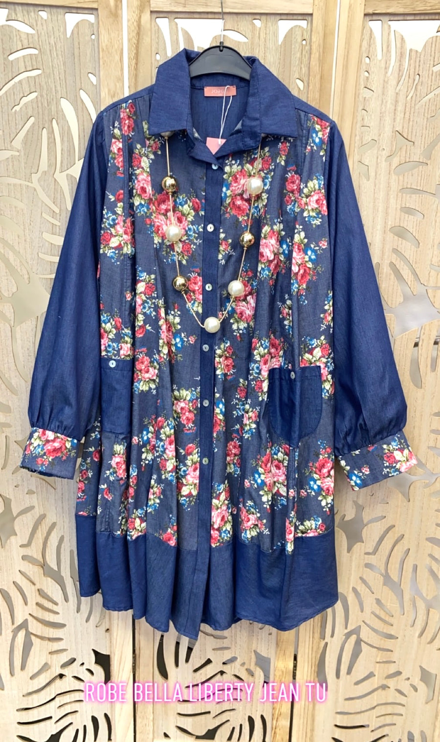 Robe chemise grande taille en jean liberty souple  BEL13