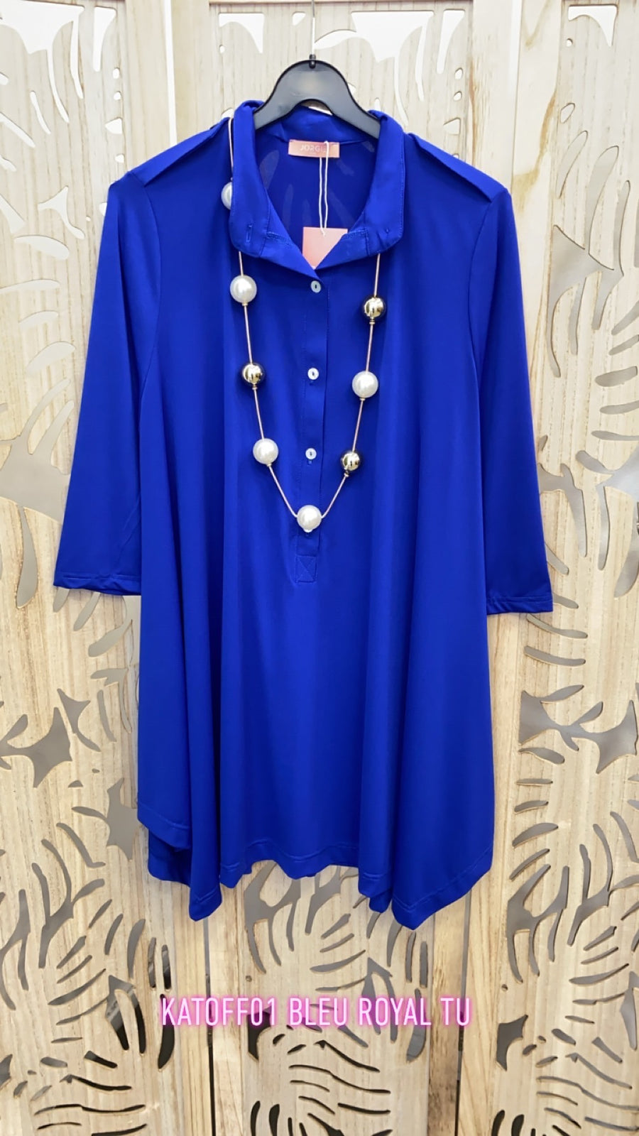 Chemise tunique grande taille maille unie fluide KATOF01 NEW!! Noir/marine/blanc/bleu royal/anis/pamplemousse