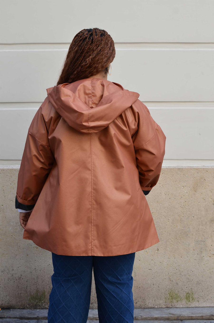 Imperméable grande taille en coton enduit Brique MARC08