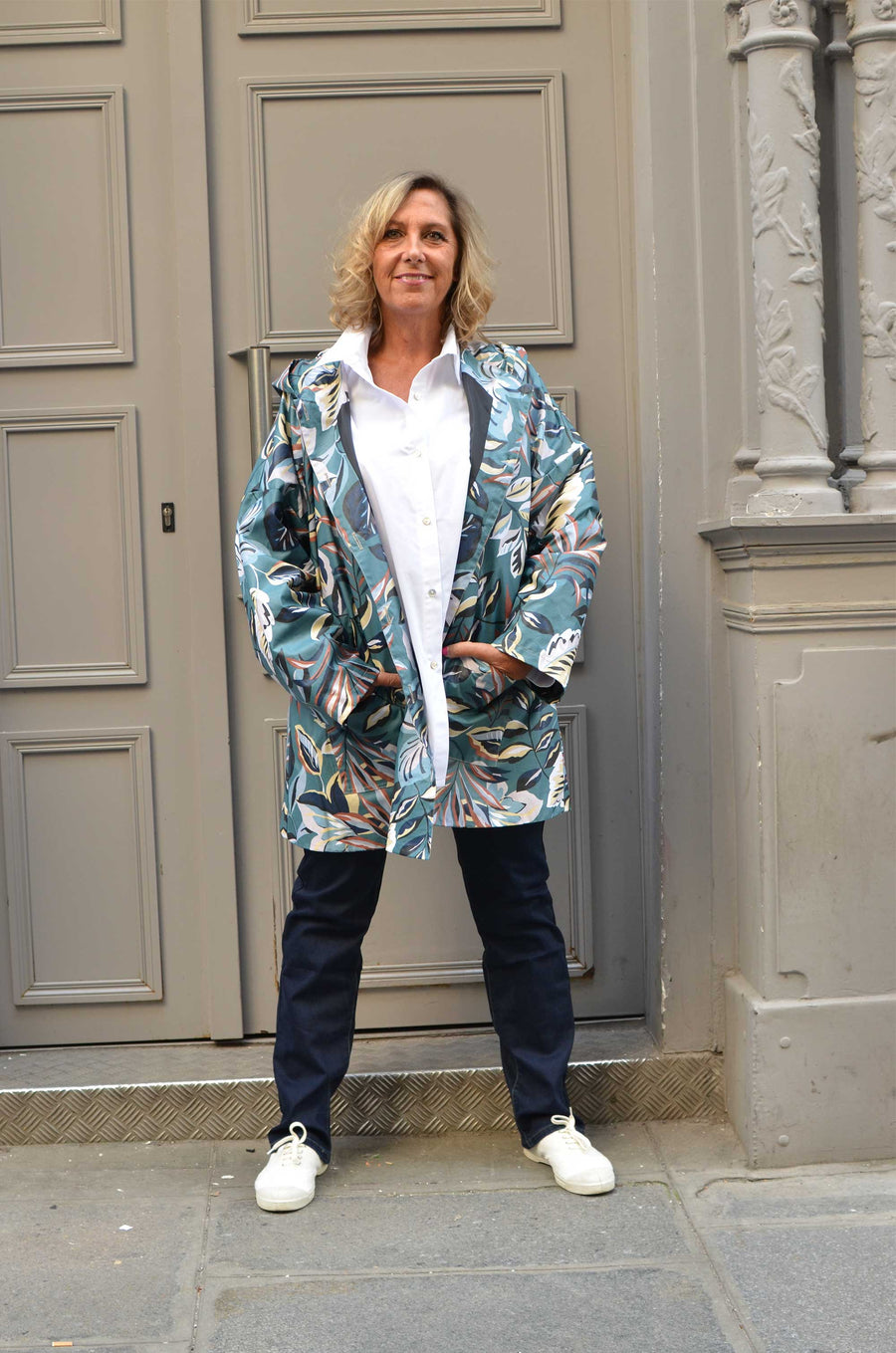 Imperméable grande taille en coton enduit Feuillage MARC08