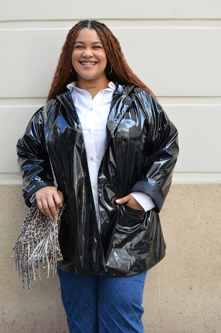 Imperméable grande taille en Vinyle noir MARC08
