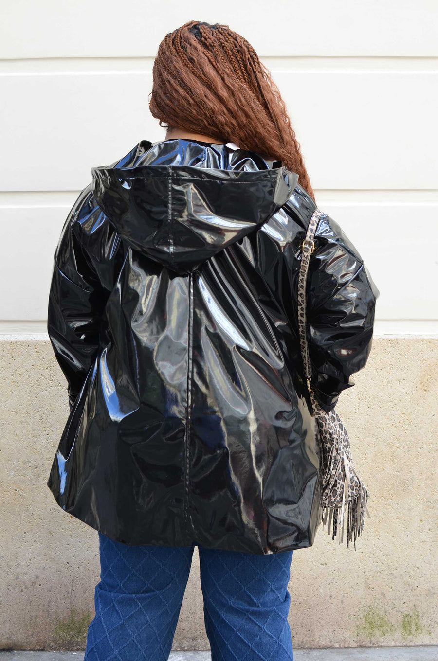 Imperméable grande taille en Vinyle noir MARC08