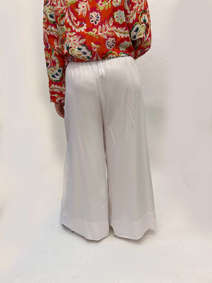 Pantalon grande taille en semi coton blanc OPE04