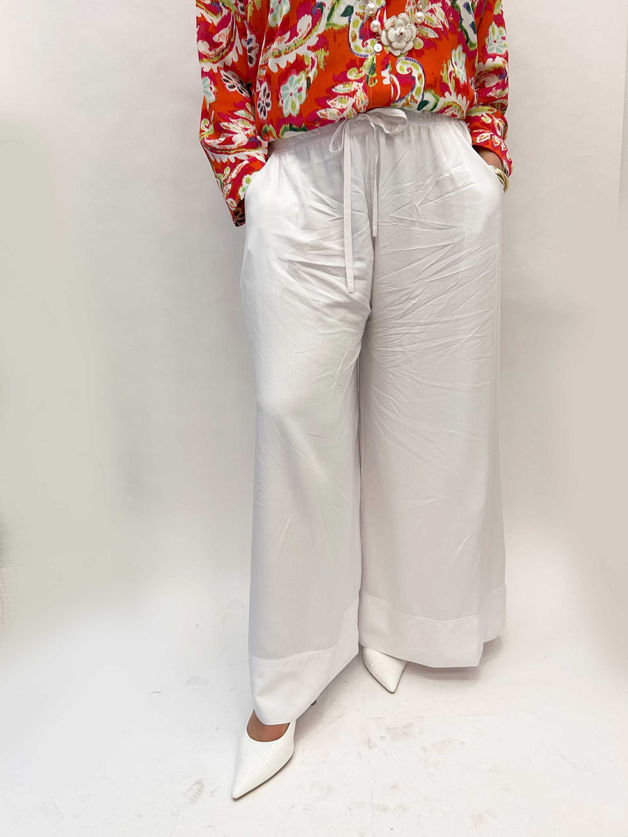 Pantalon grande taille en semi coton blanc OPE04