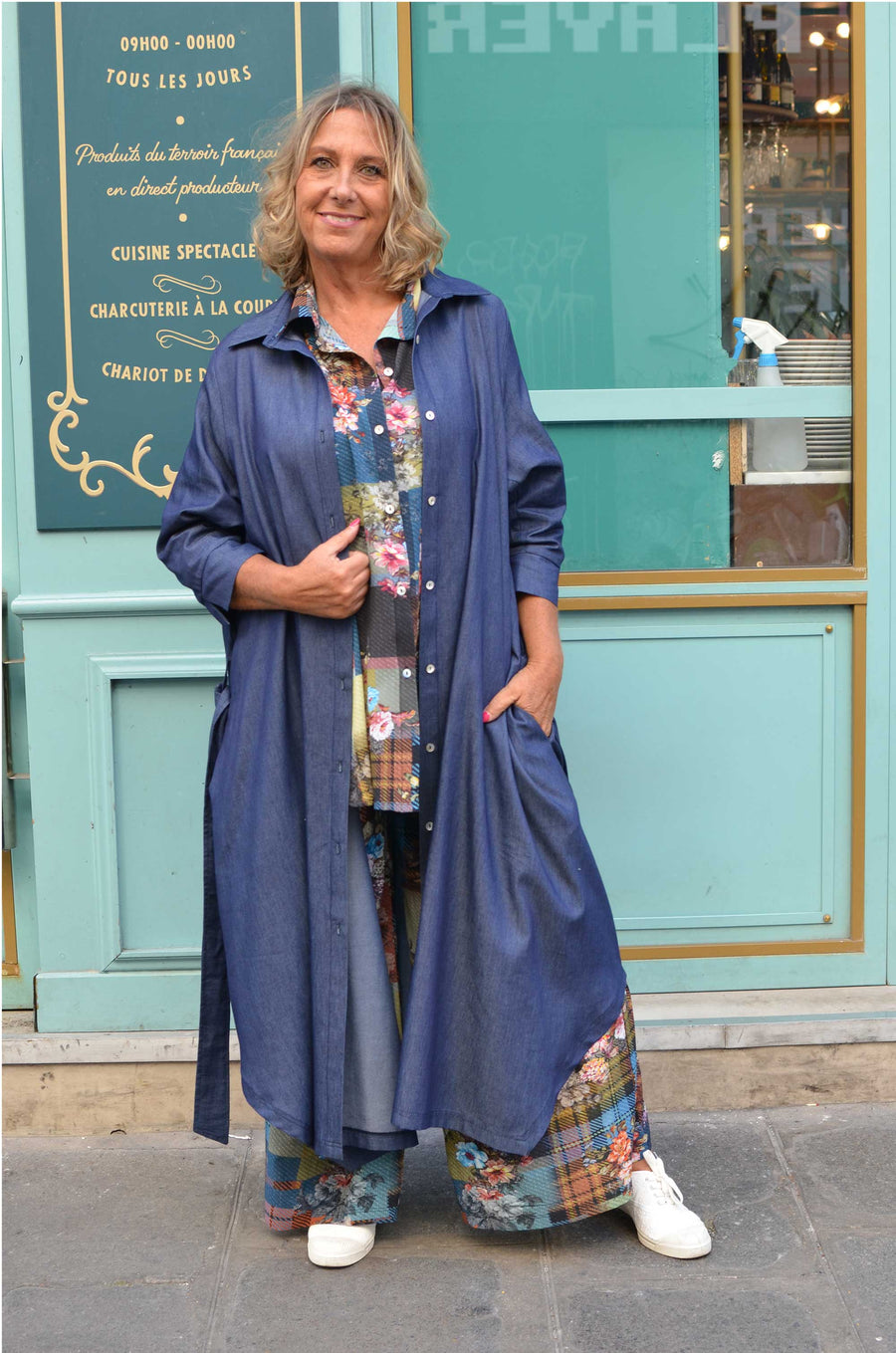Robe chemise grande taille en jean fluide brut KATCHL12