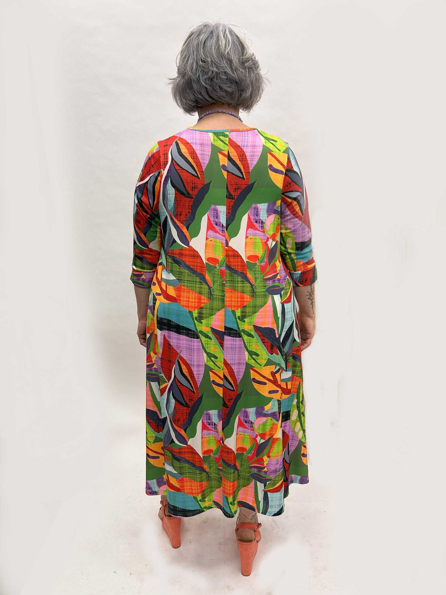 robe longue en maille imprimée fluide art abstrait KATVL02